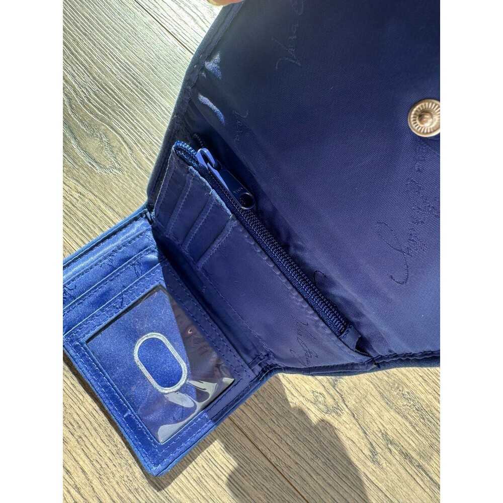 Vera Bradley Wallet Katalina Pink Purple Diamonds Trifold Quilted Fabric Blue - Picture 4 of 6